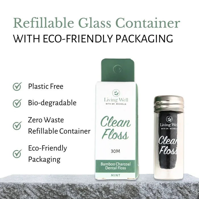 Bamboo charcoal dental floss refillable container