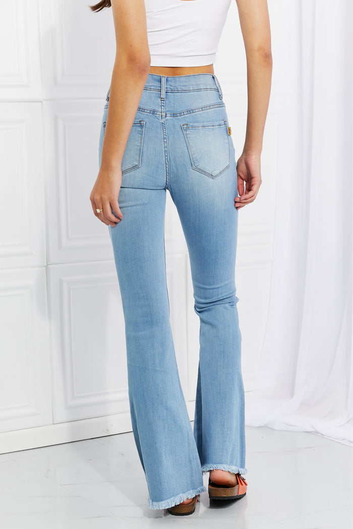 Ultra High Rise Button Flare Jeans
