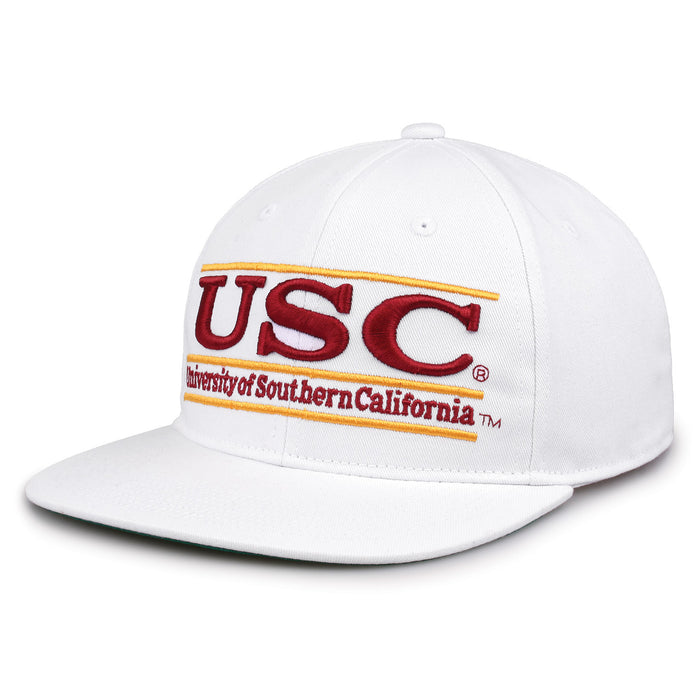 USC Retro Bar snapback hat in white, angled view