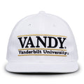 Vanderbilt Retro Bar snapback hat in white, front view