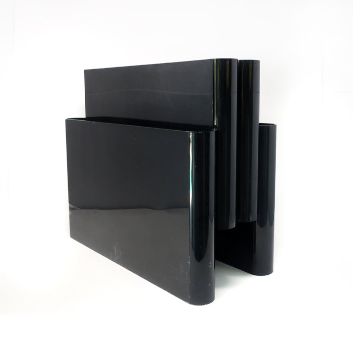Vintage Black Magazine Rack by Giotto Stoppino for Kartell, Italy