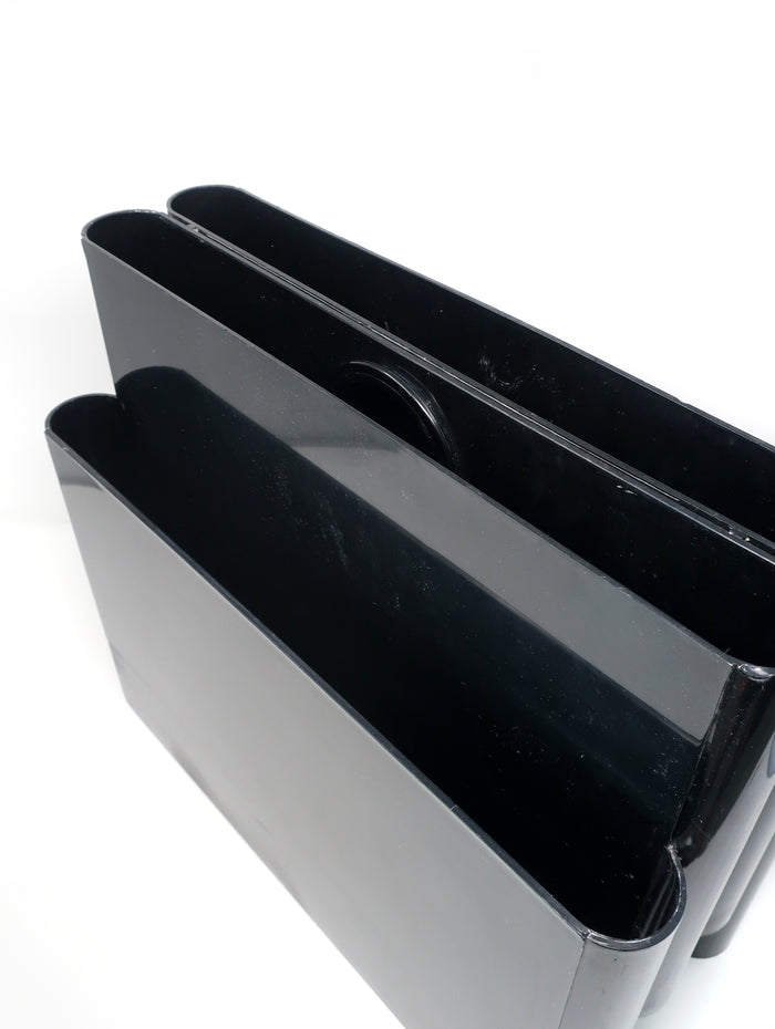 Vintage Black Magazine Rack by Giotto Stoppino for Kartell, Italy