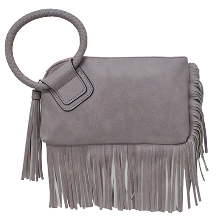Violet NGIL Faux Leather Fringe Wristlet