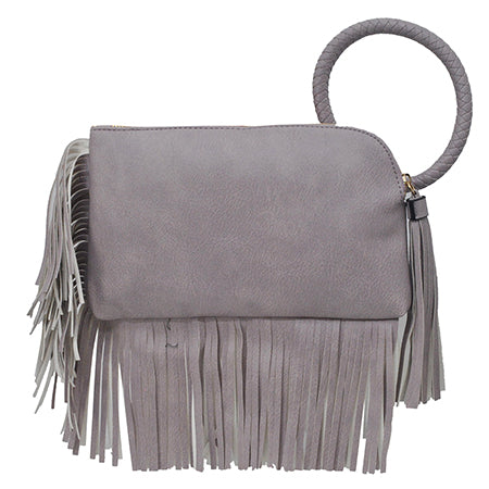 Violet NGIL Faux Leather Fringe Wristlet