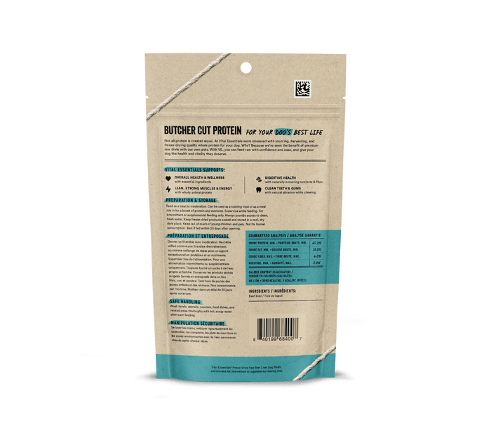 Vital Essentials Freeze Dried Raw Beef Liver Dog Treats