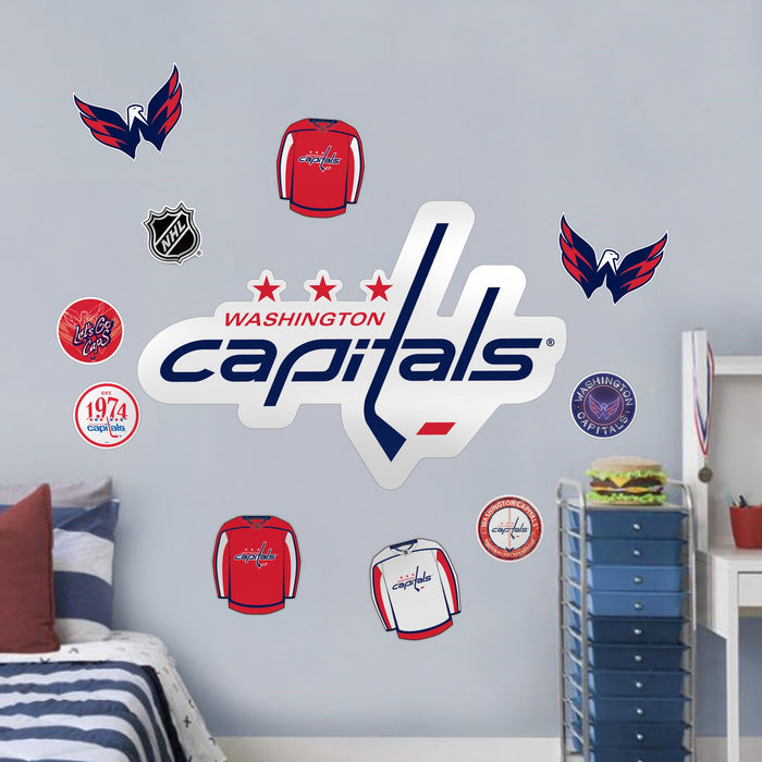 Washington Capitals Repositionable Wall Decal Set - Team Logos