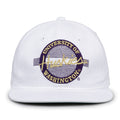 Washington Retro Circle snapback hat in white, front view