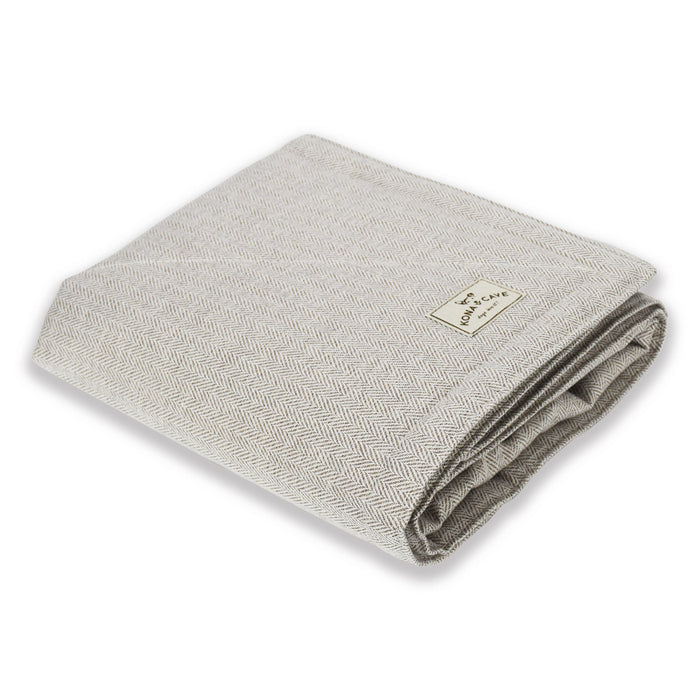KONA CAVE lined luxury weighted pet blanket soothes people. Pet size blanket. Cream Herringbone.
