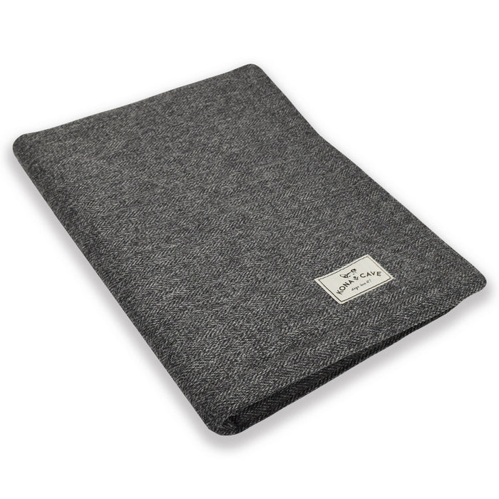 KONA CAVE® Thick, lined Furniture Blanket in Grey Herringbone is big enough for you and your pup