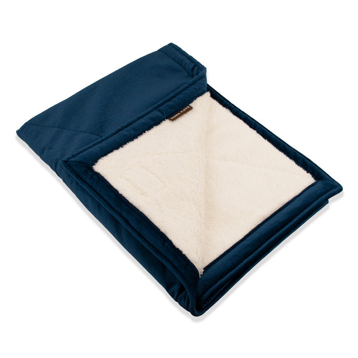 KONA CAVE® Midnight Blue Velvet weighted Pet  blanket with Sherpa Fleece Lining. 3 sizes