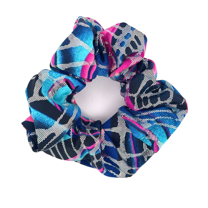 Multicolored stash scrunchie on a white background