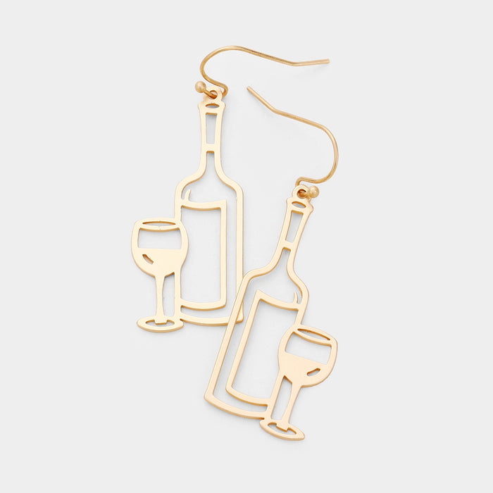 Wine Glass Shaped Metal Earrings
