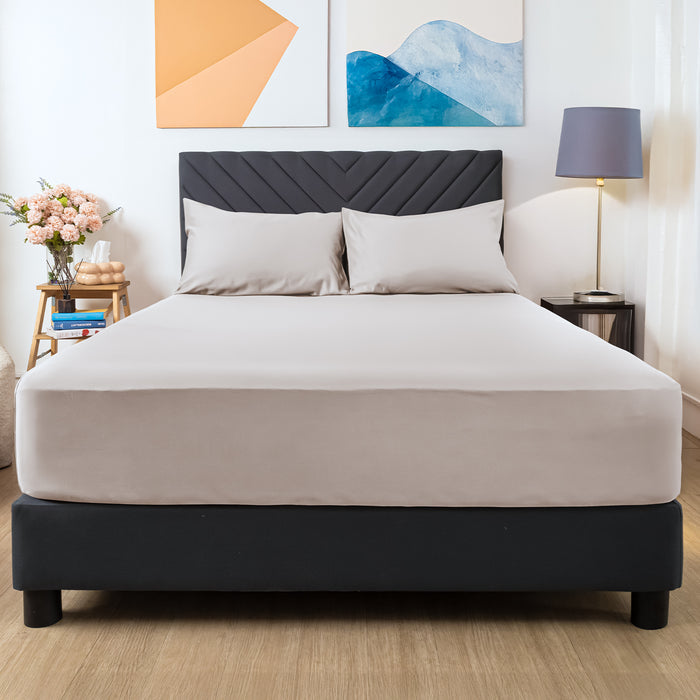 Wink Bed Linens 3 Piece Fitted Sheet Set in gray, shown in a room setting