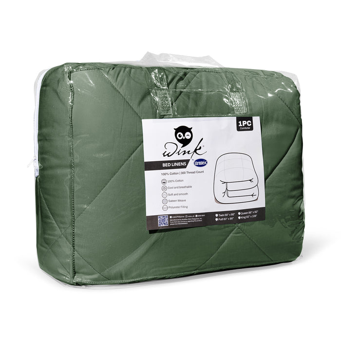 Packaging of the Wink Bed Linens Comforter in green