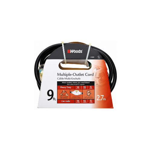 Woods 14/3 9' Heavy Duty Multi-Outlet Cord