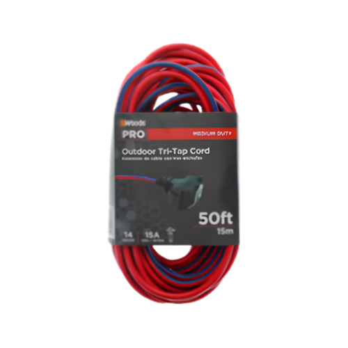 WOODS 14GA 50' MEDIUM DUTY OUTDOOR TRI -TAP CORD