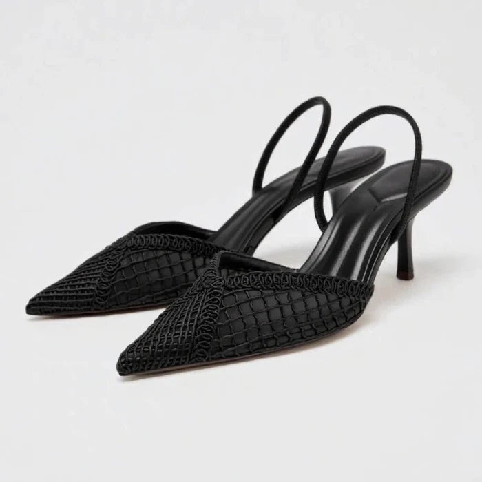 Woven Mesh Pointed - Toe Slingback Heels - The PM Edit