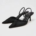 Woven Mesh Pointed - Toe Slingback Heels - The PM Edit