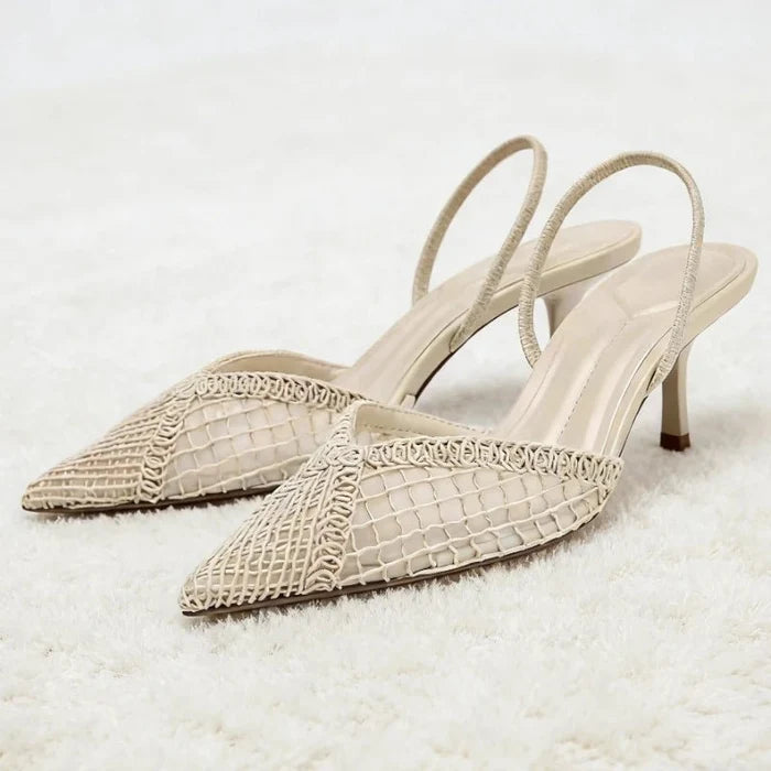 Woven Mesh Pointed - Toe Slingback Heels - The PM Edit