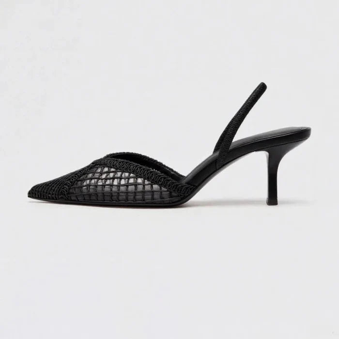 Woven Mesh Pointed - Toe Slingback Heels - The PM Edit