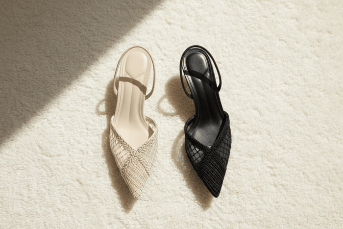 Woven Mesh Pointed - Toe Slingback Heels - The PM Edit