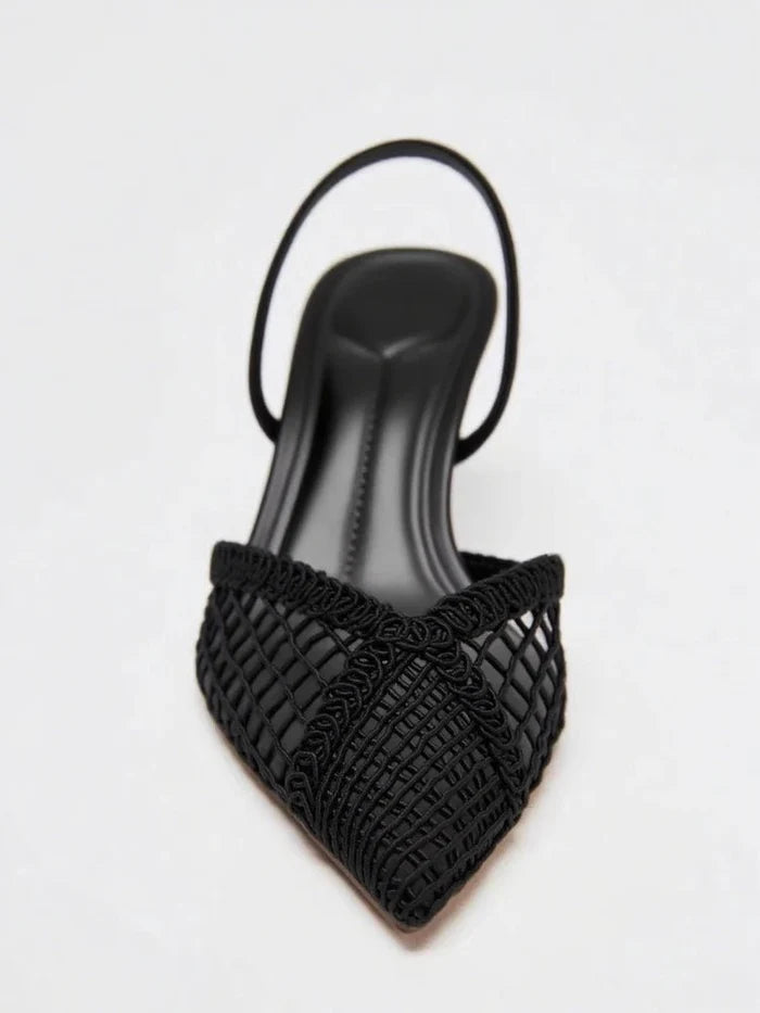 Woven Mesh Pointed - Toe Slingback Heels - The PM Edit
