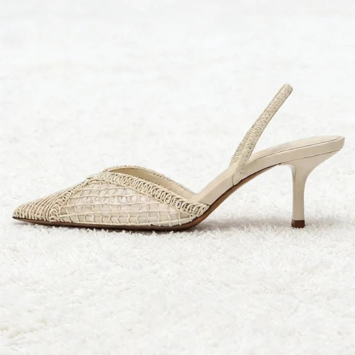 Woven Mesh Pointed - Toe Slingback Heels - The PM Edit