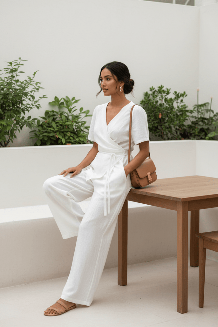 Wrap Top & Wide Leg Pants Set | Tie Waist Two-Piece | The PM Edit - The PM Edit