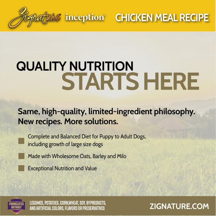 Zignature Inception Chicken Meal Recipe Dry Dog Food