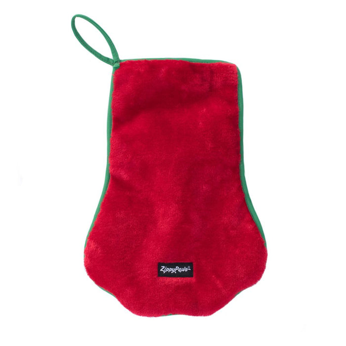 Zippy Paws Holiday Stocking Red Paw Dog Toy